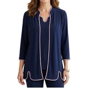 Ming Wang Cardigan Set Navy 3X
